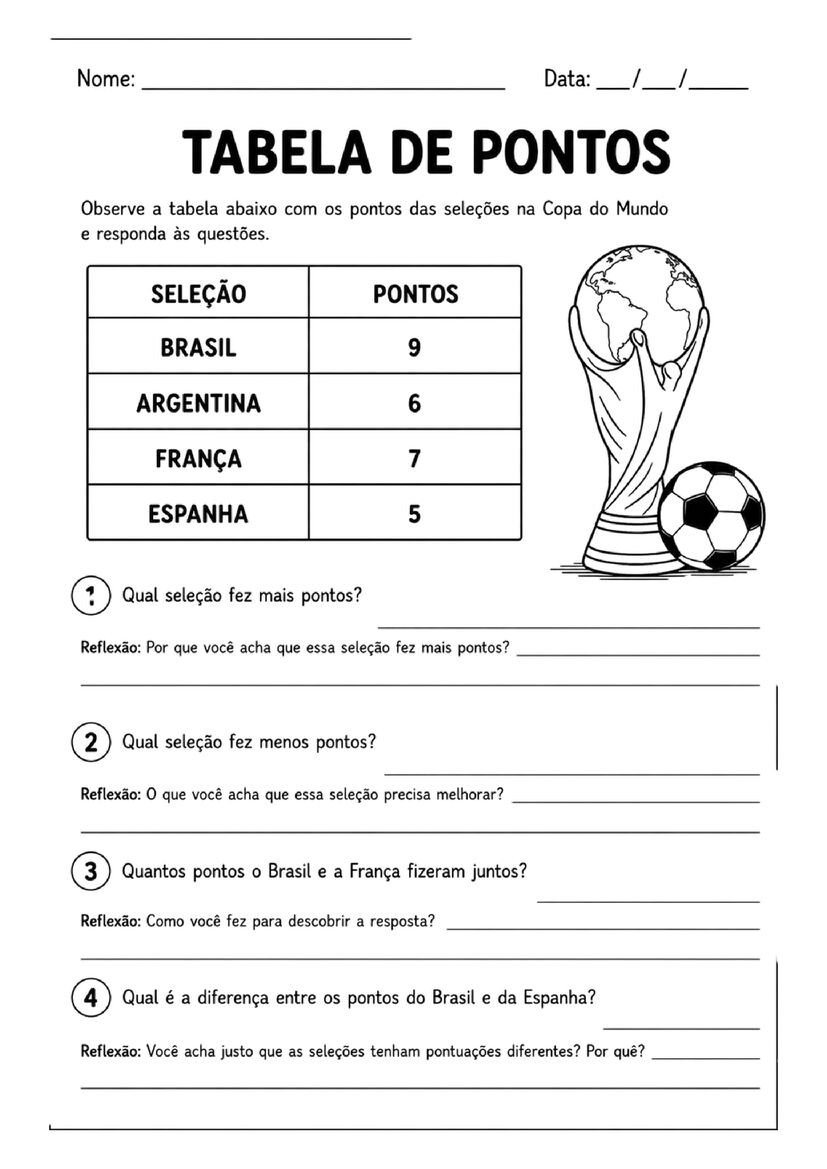 Atividades Copa do Mundo 3º Ano Fundamental para Imprimir